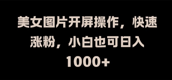 美女图片开屏操作，快速涨粉，小白也可日入1k【揭秘】-中创网_分享创业项目_助您在家赚钱