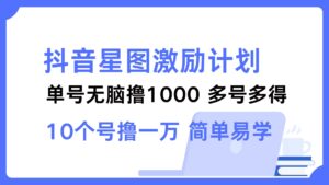 （12787期）抖音星图激励计划 单号可撸1000  2个号2000  多号多得 简单易学-中创网_分享创业项目_助您在家赚钱