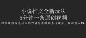 小说推文全新玩法,5分钟一条原创视频,结合视频号支付宝创作者分成赚取多份收益,轻松月入1W+-中创网_分享创业项目_助您在家赚钱