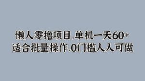 懒人零撸项目,单机一天60+适合批量操作,0门槛人人可做-中创网_分享创业项目_助您在家赚钱
