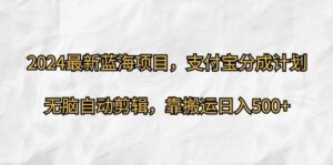 2024最新蓝海项目，支付宝分成计划，无脑自动剪辑，靠搬运日入几张-中创网_分享创业项目_助您在家赚钱