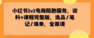 小红书1v1电商陪跑服务,资料+课程完整版,选品/笔记/爆单,全案课-中创网_分享创业项目_助您在家赚钱