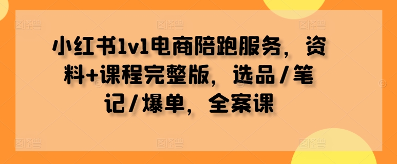 小红书1v1电商陪跑服务，资料+课程完整版，选品/笔记/爆单，全案课-中创网_分享创业项目_助您在家赚钱