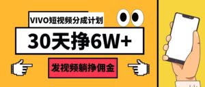 VIVO短视频分成计划30天6W+，发视频躺挣佣金-中创网_分享创业项目_助您在家赚钱