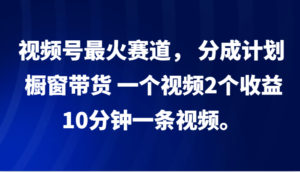 视频号最火赛道， 分成计划， 橱窗带货，一个视频2个收益，10分钟一条视频。-中创网_分享创业项目_助您在家赚钱