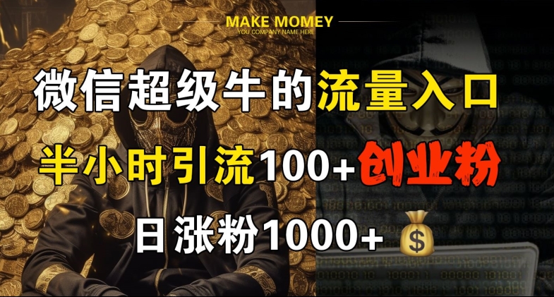 微信超级牛的流量入口，半小时引流100+创业粉，日涨粉1000+-中创网_分享创业项目_助您在家赚钱