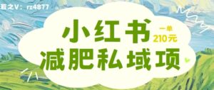 小红书减肥粉,私域变现项目,一单就达210元,小白也能轻松上手【揭秘】-中创网_分享创业项目_助您在家赚钱