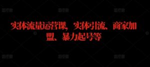 实体流量运营课,实体引流、商家加盟、暴力起号等-中创网_分享创业项目_助您在家赚钱