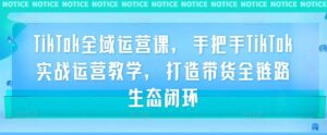 TikTok全域运营课,手把手TikTok实战运营教学,打造带货全链路生态闭环-中创网_分享创业项目_助您在家赚钱