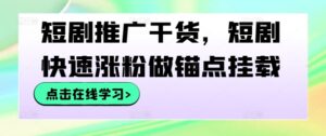 短剧推广干货，短剧快速涨粉做锚点挂载-中创网_分享创业项目_助您在家赚钱