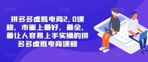 拼多多虚拟电商2.0项目,市面上最好,最全,最让人容易上手实操的拼多多虚拟电商课程-中创网_分享创业项目_助您在家赚钱