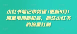 小红书笔记带货课(更新9月)流量电商新机会,抓住小红书的流量红利-中创网_分享创业项目_助您在家赚钱
