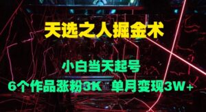 天选之人掘金术,小白当天起号,6个作品涨粉3000+,单月变现3w+-中创网_分享创业项目_助您在家赚钱