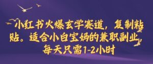 小红书火爆玄学赛道，复制粘贴，适合小白宝妈的兼职副业，每天只需1-2小时【揭秘】-中创网_分享创业项目_助您在家赚钱