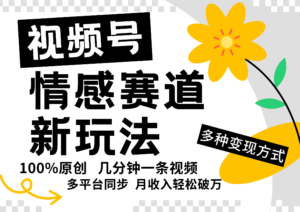 视频号情感赛道全新玩法，5分钟一条原创视频，操作简单易上手，日入500+-中创网_分享创业项目_助您在家赚钱