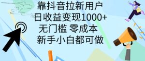 靠抖音拉新用户，日收益变现几张， 无门槛，零成本  新手小白都可做-中创网_分享创业项目_助您在家赚钱