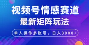 （12609期）视频号创作者分成情感赛道最新矩阵玩法日入3000+-中创网_分享创业项目_助您在家赚钱
