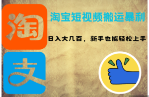 (12449期)淘宝短视频搬运暴利攻略:日入大几百,新手也能轻松上手!-中创网_分享创业项目_助您在家赚钱