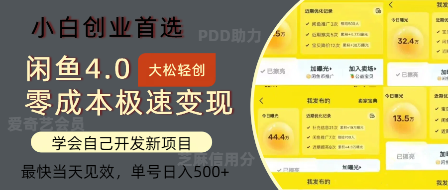 （12434期）闲鱼0成本极速变现项目，多种变现方式 单号日入500+最新玩法-中创网_分享创业项目_助您在家赚钱