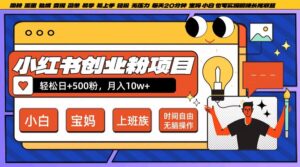 小红书创业粉项目日+500粉,每天20分钟躺赚长尾收益,无脑操作,宝妈,小白抓紧冲【揭秘】-中创网_分享创业项目_助您在家赚钱