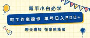 新手小白必学 可工作室操作 单号日入2张 聊天赚钱 在家就能做-中创网_分享创业项目_助您在家赚钱
