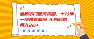 全新冷门蓝海项目，十分钟一条爆款原创，小白轻松月入过w+(附完整渠道)-中创网_分享创业项目_助您在家赚钱