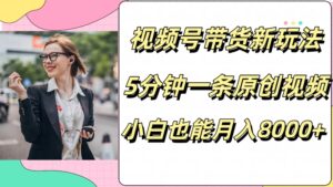 视频号带货新玩法,5分钟一条原创视频,小白也能月入8000+-中创网_分享创业项目_助您在家赚钱