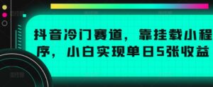抖音冷门赛道，靠挂载小程序，小白实现单日5张收益-中创网_分享创业项目_助您在家赚钱
