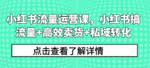 小红书流量运营课，小红书搞流量+高效卖货+私域转化-中创网_分享创业项目_助您在家赚钱