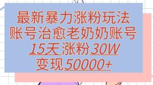 最新暴力涨粉玩法,治愈老奶奶账号,15天涨粉30W,变现至少五位数+-中创网_分享创业项目_助您在家赚钱