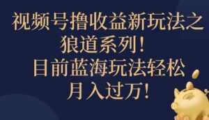 视频号暴力撸收益新玩法之狼道系列,目前蓝海玩法轻松月入过万-中创网_分享创业项目_助您在家赚钱