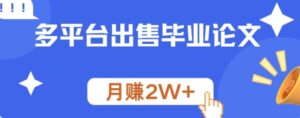 多平台出售毕业论文,月赚2W+-中创网_分享创业项目_助您在家赚钱