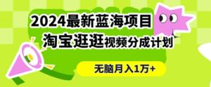 2024蓝海项目, 淘宝逛逛视频分成计划,简单无脑搬运,几分钟一个视频,小白月入1万+-中创网_分享创业项目_助您在家赚钱