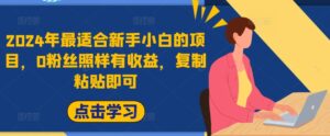2024年最适合新手小白的项目,0粉丝照样有收益,复制粘贴即可-中创网_分享创业项目_助您在家赚钱
