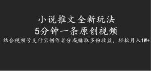 小说推文全新玩法,5分钟一条原创视频,结合视频号支付宝创作者分成赚取多份收益-中创网_分享创业项目_助您在家赚钱
