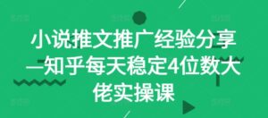 小说推文推广经验分享—知乎每天稳定4位数大佬实操课-中创网_分享创业项目_助您在家赚钱