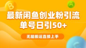 2024闲鱼最新引流玩法搬运模式，无脑操作，单号日引50+创业粉，可矩阵-中创网_分享创业项目_助您在家赚钱