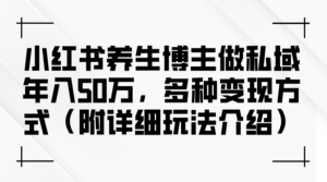 （12619期）小红书养生博主做私域年入50万，多种变现方式（附详细玩法介绍）-中创网_分享创业项目_助您在家赚钱