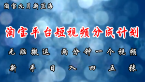 (12413期)淘宝平台短视频新蓝海暴力撸金,无脑搬运,两分钟一个视频 新手日入大几百-中创网_分享创业项目_助您在家赚钱