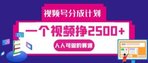 视频号分成一个视频挣2500+，全程实操AI制作视频教程无脑操作-中创网_分享创业项目_助您在家赚钱