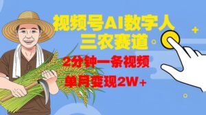 视频号AI数字人玩转三农赛道，2分钟一条视频，单月变现2W+-中创网_分享创业项目_助您在家赚钱