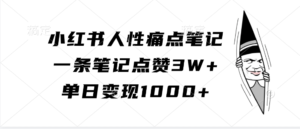 小红书人性痛点笔记，一条笔记点赞3W+，单日变现1000+-中创网_分享创业项目_助您在家赚钱