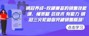 销冠养成-软硬兼备的销售技能课,懂策略 会技术 有能力 销冠三火轮助你突破销售瓶颈!-中创网_分享创业项目_助您在家赚钱