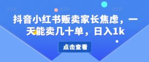 抖音小红书贩卖家长焦虑，一天能卖几十单，日入1k-中创网_分享创业项目_助您在家赚钱