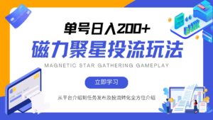 （13022期）磁力聚星投流玩法，简单操作，全年可做-中创网_分享创业项目_助您在家赚钱