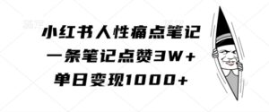 小红书人性痛点笔记,一条笔记点赞3W+,单日变现1k-中创网_分享创业项目_助您在家赚钱