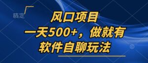 （13087期）一天500+，只要做就有，软件自聊玩法-中创网_分享创业项目_助您在家赚钱