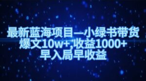 最新蓝海项目小绿书带货，爆文10w+，收益1000+，早入局早获益-中创网_分享创业项目_助您在家赚钱