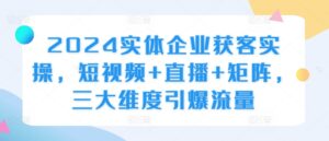 2024实体企业获客实操,短视频+直播+矩阵,三大维度引爆流量-中创网_分享创业项目_助您在家赚钱