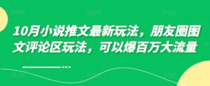 10月小说推文最新玩法，朋友圈图文评论区玩法，可以爆百万大流量 -中创网_分享创业项目_助您在家赚钱